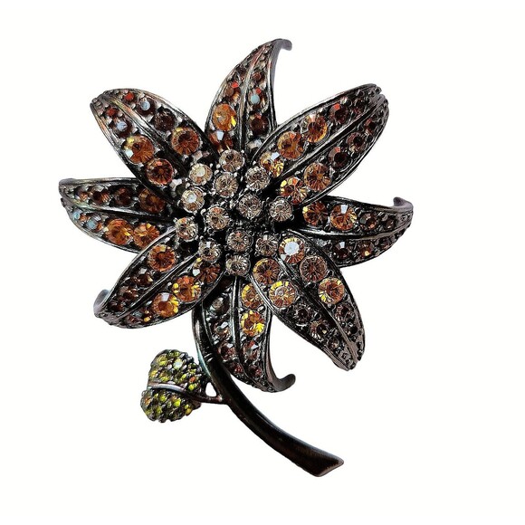 Joan Rivers Rhinestone Blingy Flower Brooch 3-1/2" - Picture 5 of 6